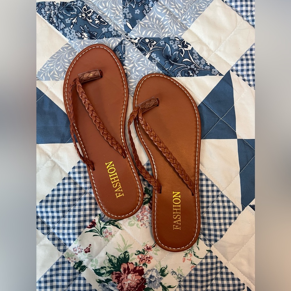 Brown Braided Sandals